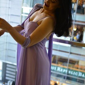 NWOT Purple Formal Dress Comes with Scarf & Brooch